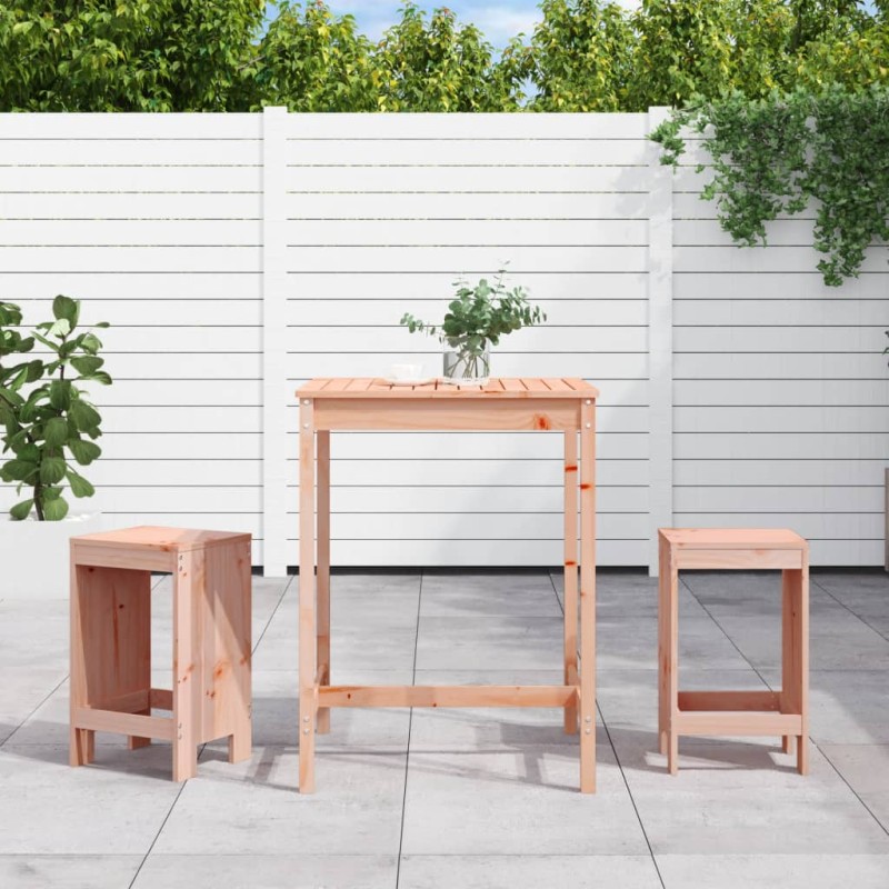 3 pcs conjunto de bar para jardim madeira de douglas maciça-Conjuntos de jardim-Home Retail