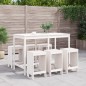 7 pcs conjunto de bar para jardim pinho maciço branco