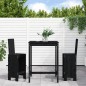 3 pcs conjunto de bar para jardim pinho maciço preto