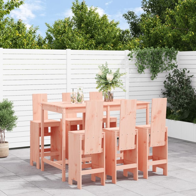 7 pcs conjunto de bar para jardim madeira de douglas maciça-Conjuntos de jardim-Home Retail