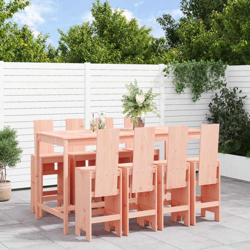 9 pcs conjunto de bar para jardim madeira de douglas maciça-Conjuntos de jardim-Home Retail