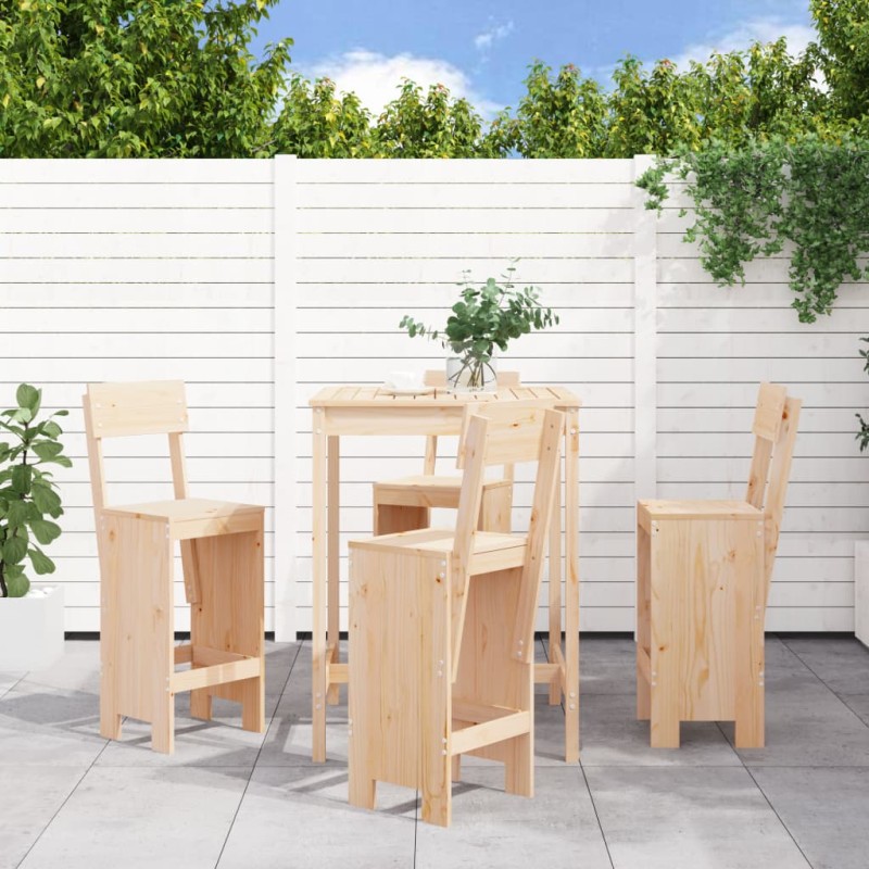 5 pcs conjunto de bar para jardim pinho maciço-Conjuntos de jardim-Home Retail