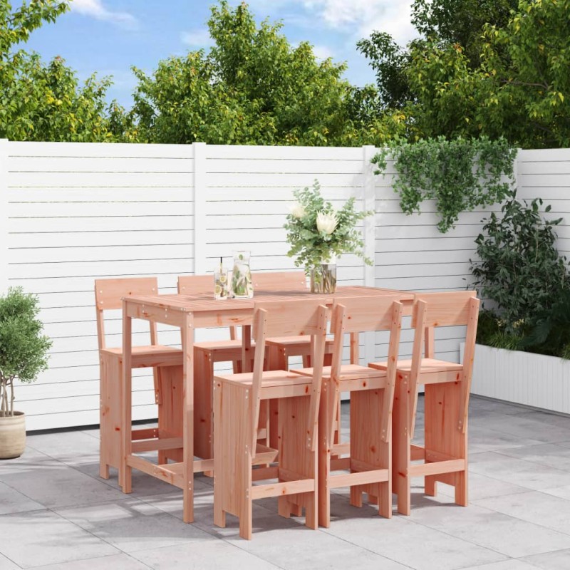 7 pcs conjunto de bar para jardim madeira de douglas maciça-Conjuntos de jardim-Home Retail