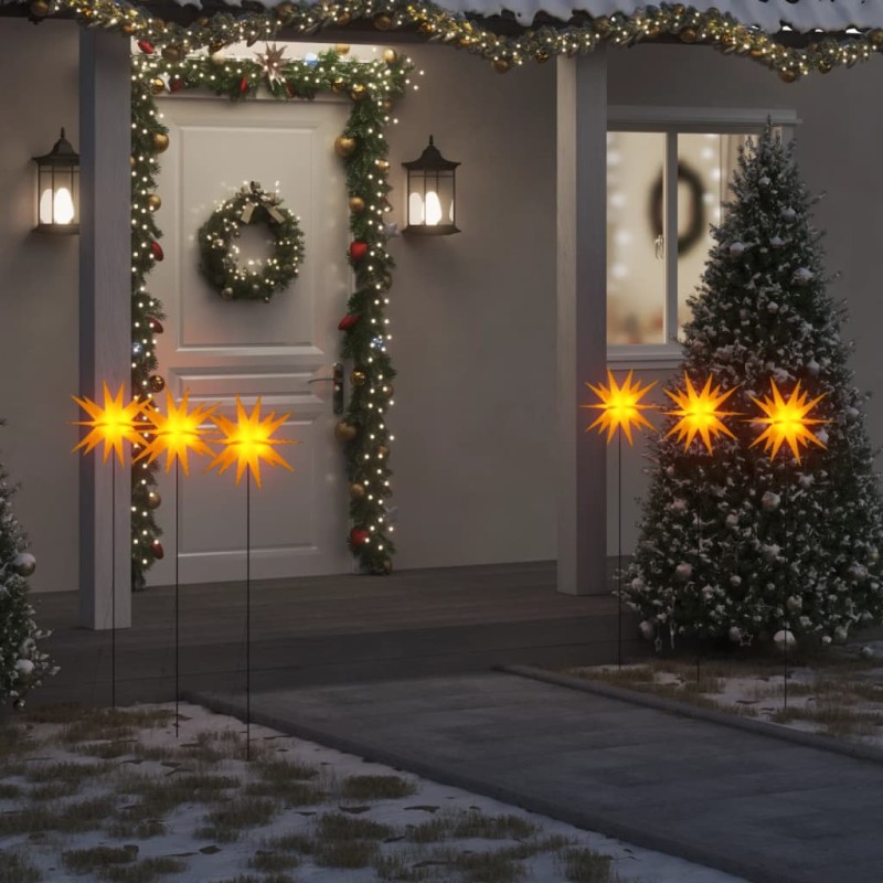 Luzes de Natal com espigões 3 pcs LED dobrável 35 cm amarelo-Luzes de Natal-Home Retail