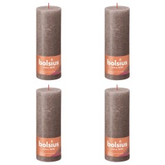 Bolsius Velas rústicas cilíndricas Shine 4pcs 190x68mm cinza-acastanh.