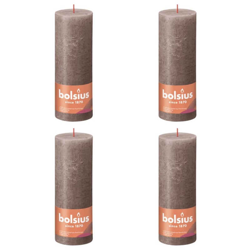 Bolsius Velas rústicas cilíndricas Shine 4pcs 190x68mm cinza-acastanh.-Velas-Home Retail