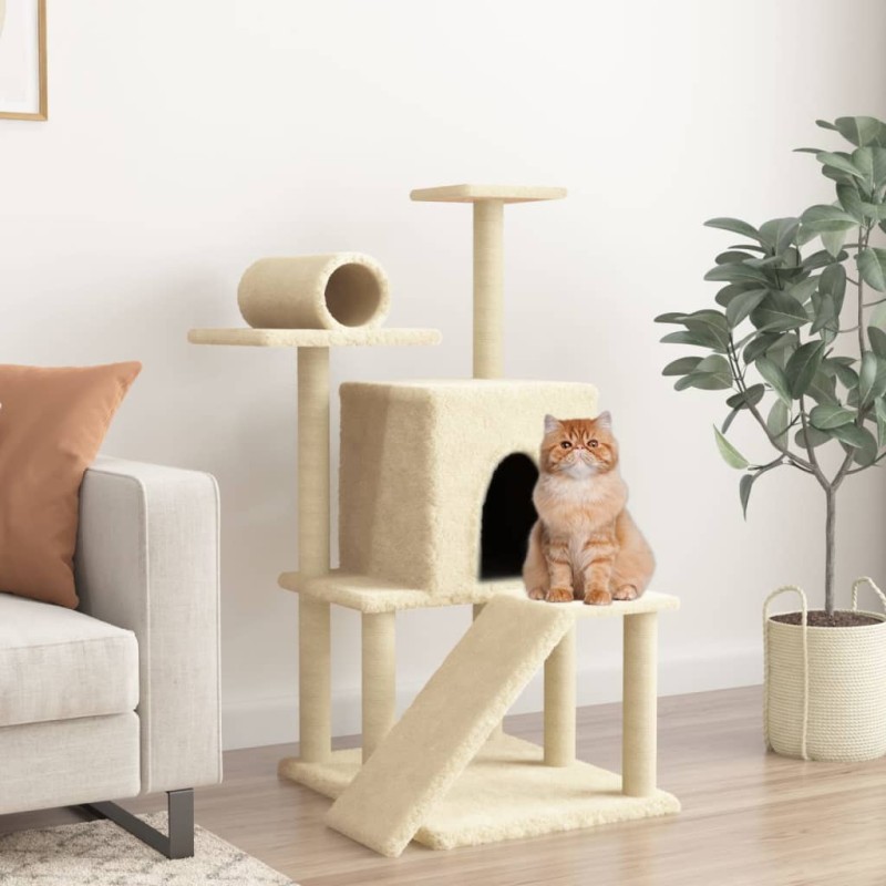 Árvore para gatos c/ postes arranhadores sisal 110,5 cm creme-Móveis para gatos-Home Retail