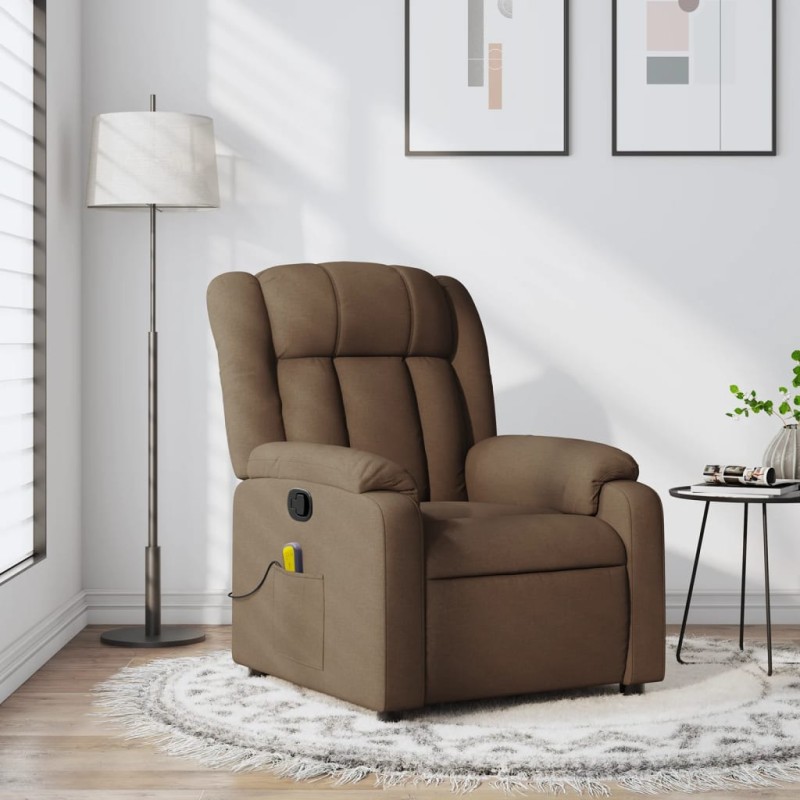 Poltrona de massagens reclinável tecido castanho-Poltronas-Home Retail