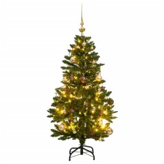 Árvore Natal artificial articulada 150 luzes LED e bolas 120 cm