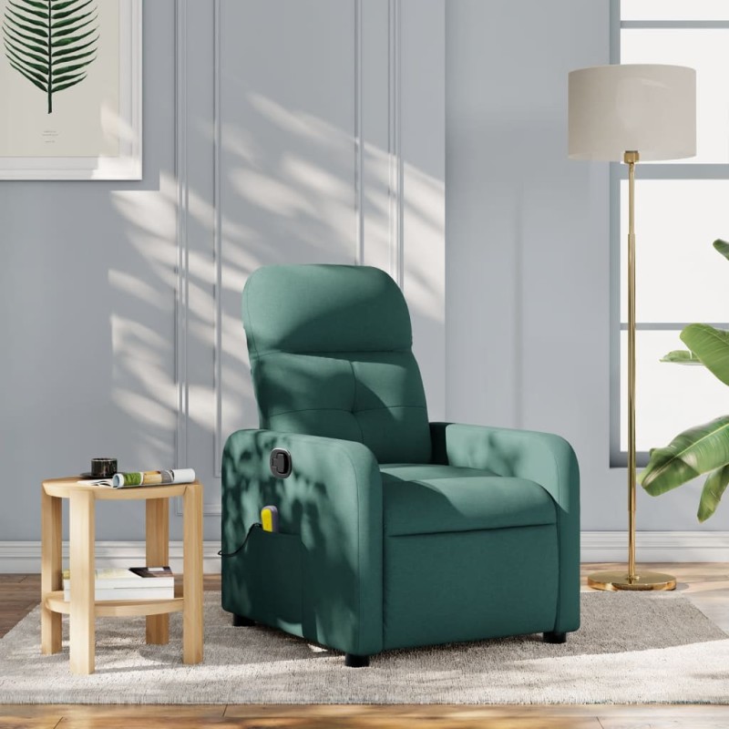 Poltrona de massagens reclinável tecido verde-escuro-Poltronas-Home Retail