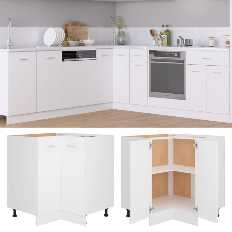 Armário inferior de canto 75,5x75,5x81,5cm contraplacado branco-Armários de cozinha-Home Retail