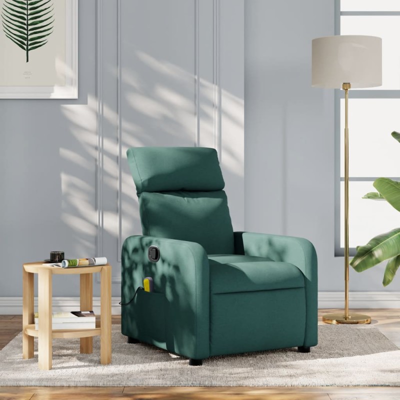 Poltrona de massagens reclinável tecido verde-escuro-Poltronas-Home Retail