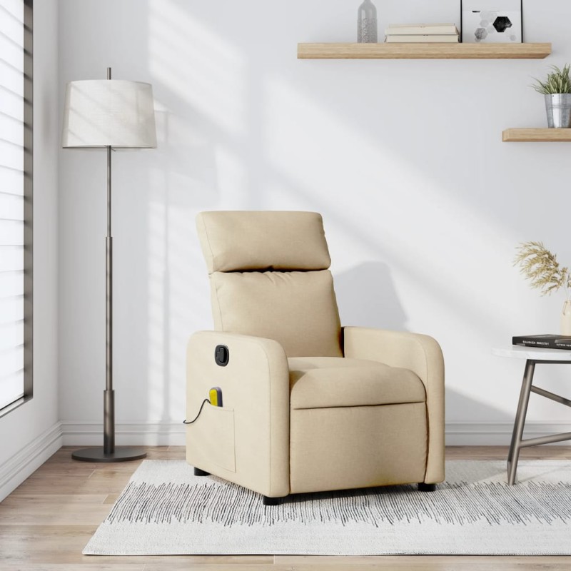 Poltrona de massagens reclinável tecido cor creme-Poltronas-Home Retail