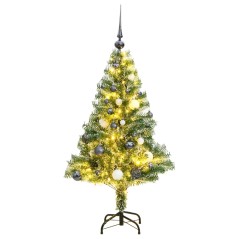 Árvore de Natal artificial c/ 150 LEDs conj. bolas e neve 150cm