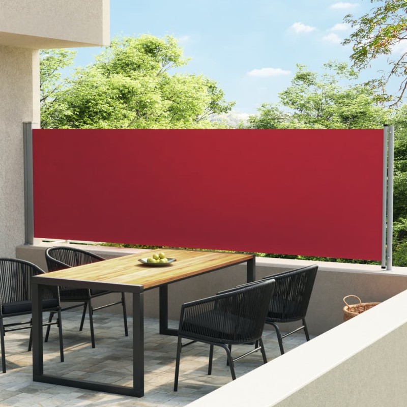 Toldo lateral retrátil para pátio 140x600 cm vermelho-Guarda-sóis e telas de varanda-Home Retail