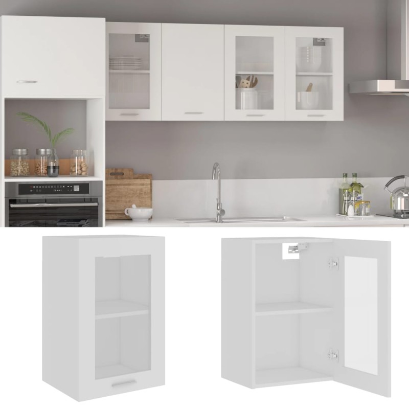 Armário de parede c/ vidro 40x31x60 cm derivados madeira branco-Armários de cozinha-Home Retail