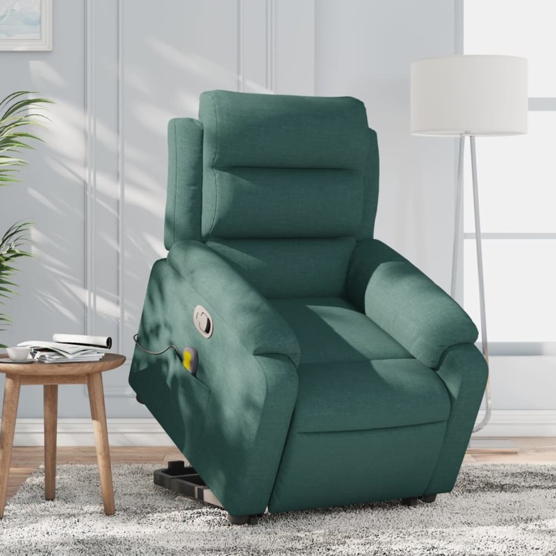 Poltrona reclinável elevatória de massagens tecido verde-escuro-Poltronas-Home Retail