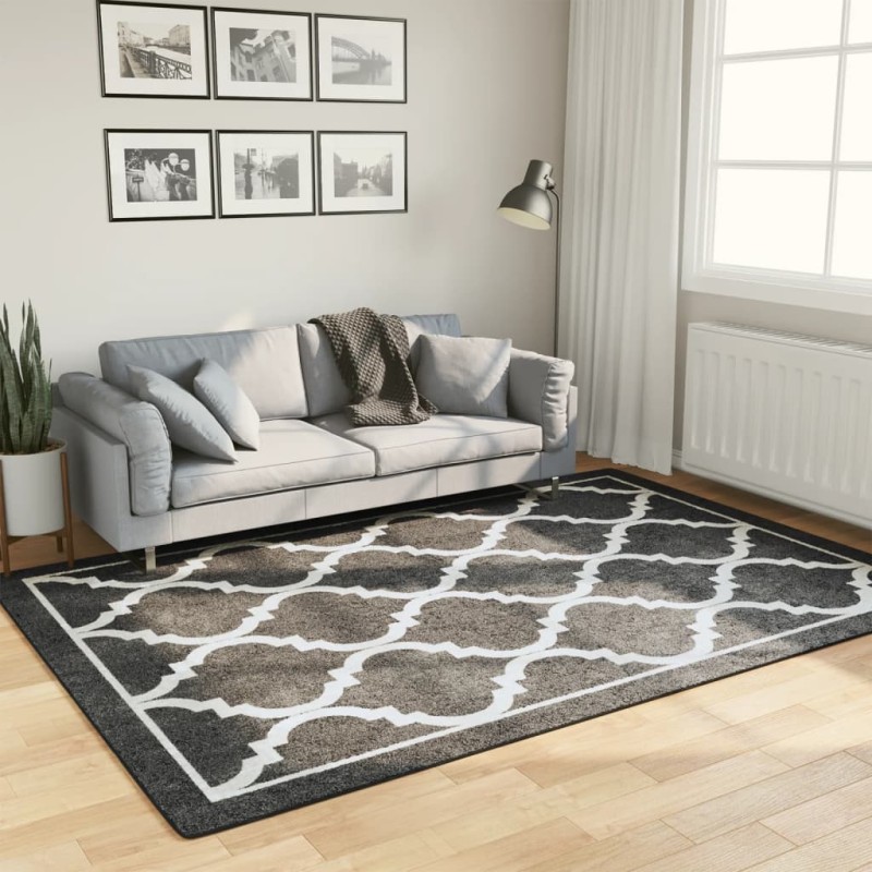 Tapete lavável antiderrapante 160x230 cm preto e branco-Tapetes-Home Retail