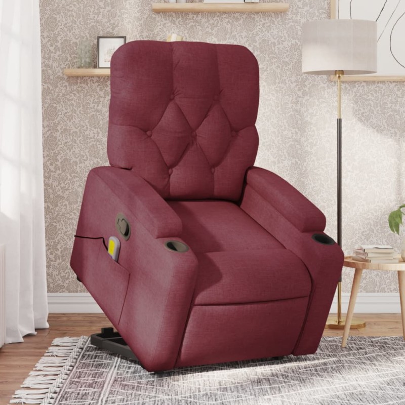 Poltrona de massagens reclin. elevatória tecido vermelho tinto-Poltronas-Home Retail