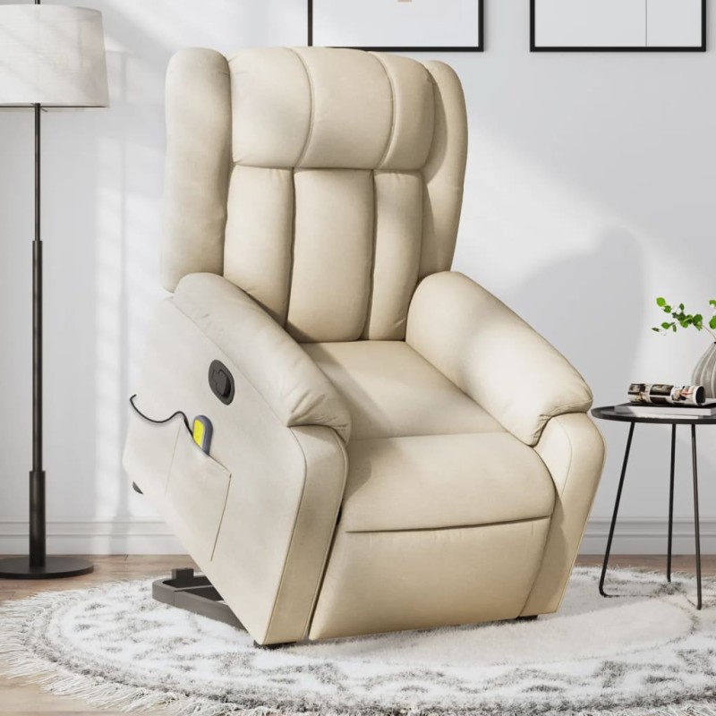 Poltrona elevatória de massagens tecido cor creme-Poltronas-Home Retail