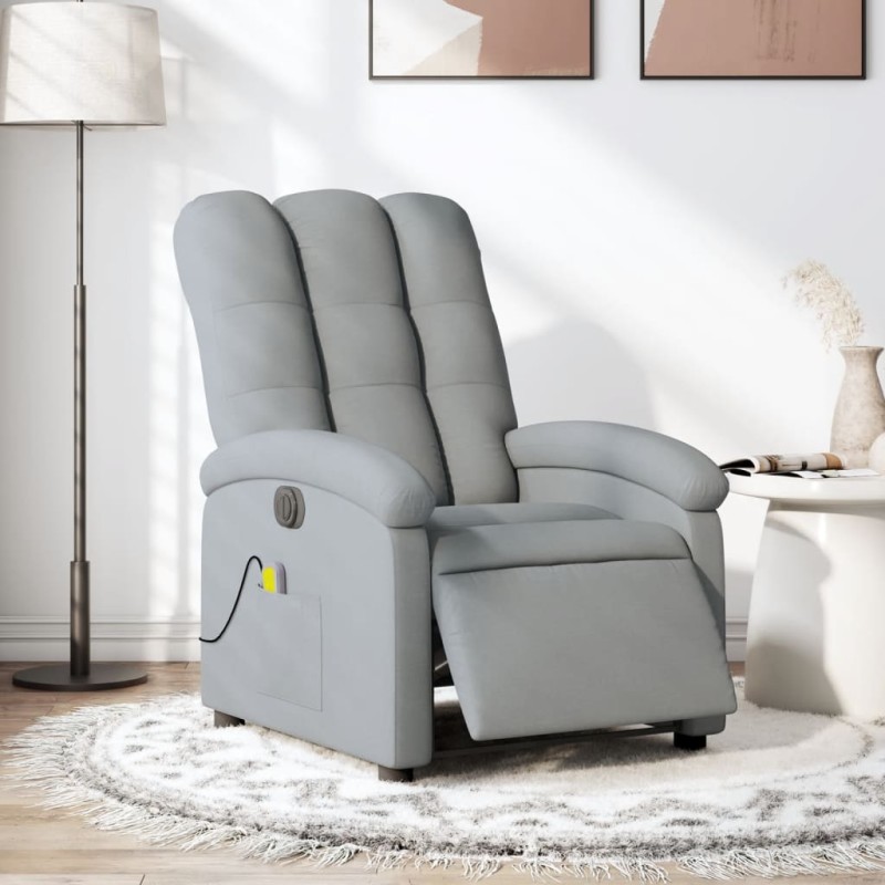 Poltrona de massagens reclinável elétrica tecido cinzento-claro-Poltronas-Home Retail