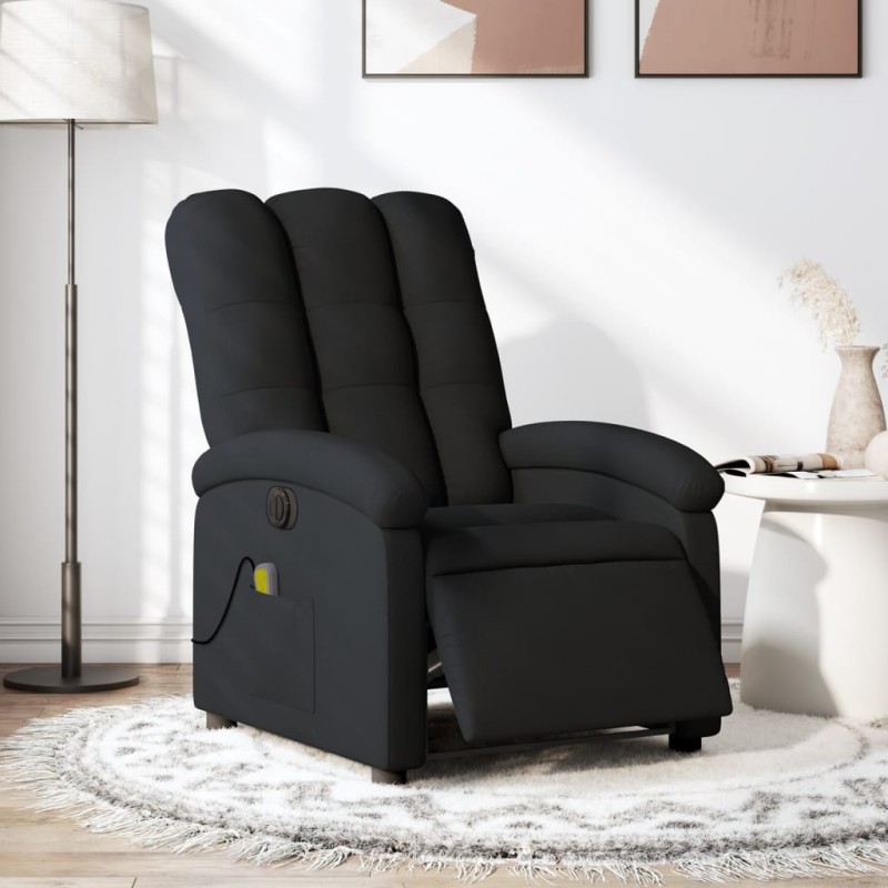 Poltrona reclinável de massagens elétrica tecido preto-Poltronas-Home Retail