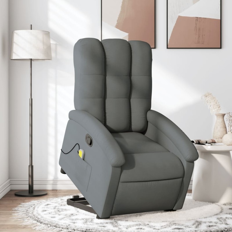 Poltrona elevatória de massagens tecido cinzento-escuro-Poltronas-Home Retail