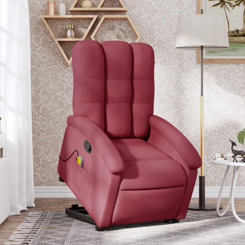 Poltrona de massagens reclin. elevatória tecido vermelho tinto-Poltronas-Home Retail