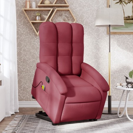 Poltrona de massagens reclin. elevatória tecido vermelho tinto