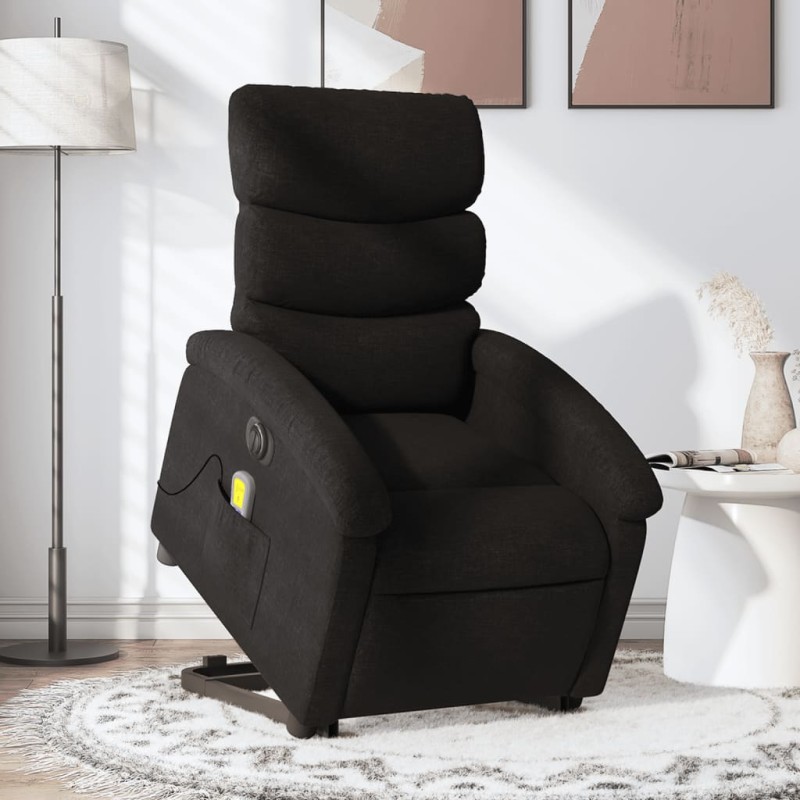 Poltrona elétrica elevatória massagens tecido preto-Poltronas-Home Retail