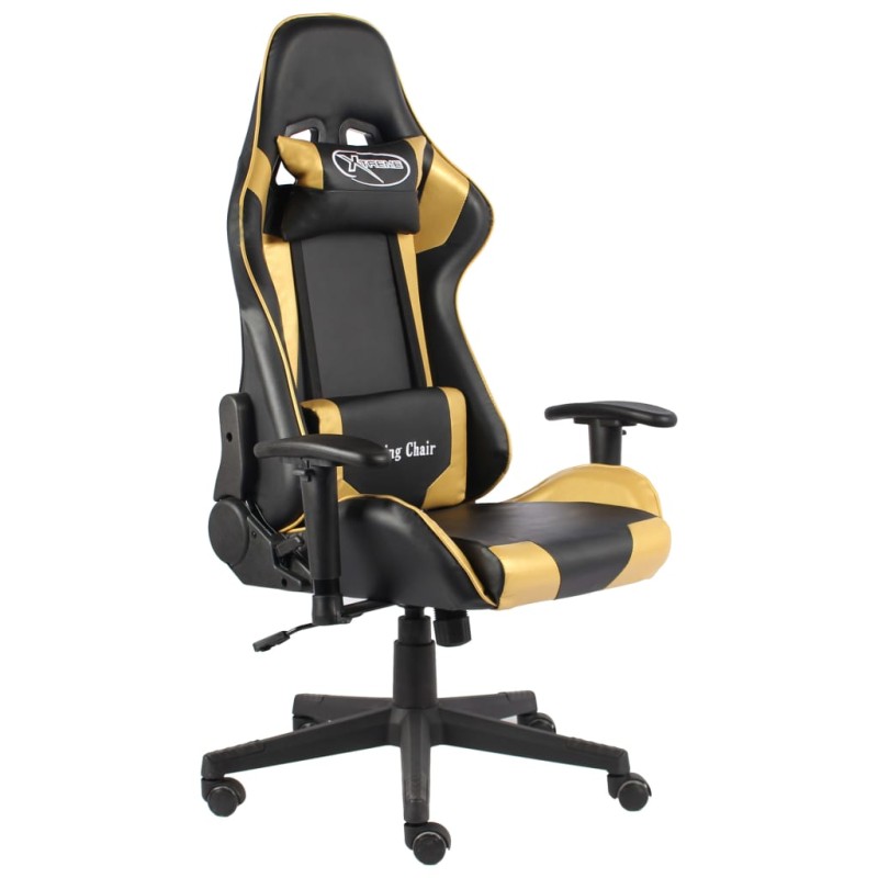 Cadeira de gaming giratória PVC dourado-Cadeiras de jogo-Home Retail