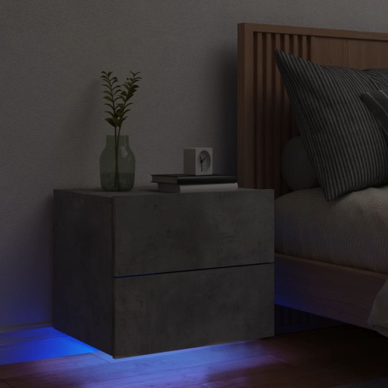 Mesa de cabeceira de parede com luzes LED cinzento cimento-Mesas-de-cabeceira-Home Retail