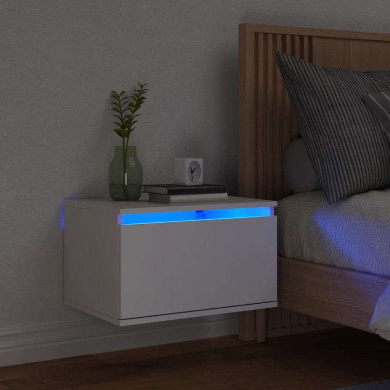 Mesa de cabeceira de parede com luzes LED branco-Mesas-de-cabeceira-Home Retail