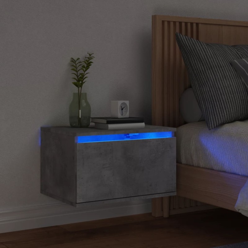 Mesa de cabeceira de parede com luzes LED cinzento cimento-Mesas-de-cabeceira-Home Retail