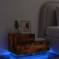 Mesa de cabeceira com luzes LED 70x36x40,5 cm carvalho fumado