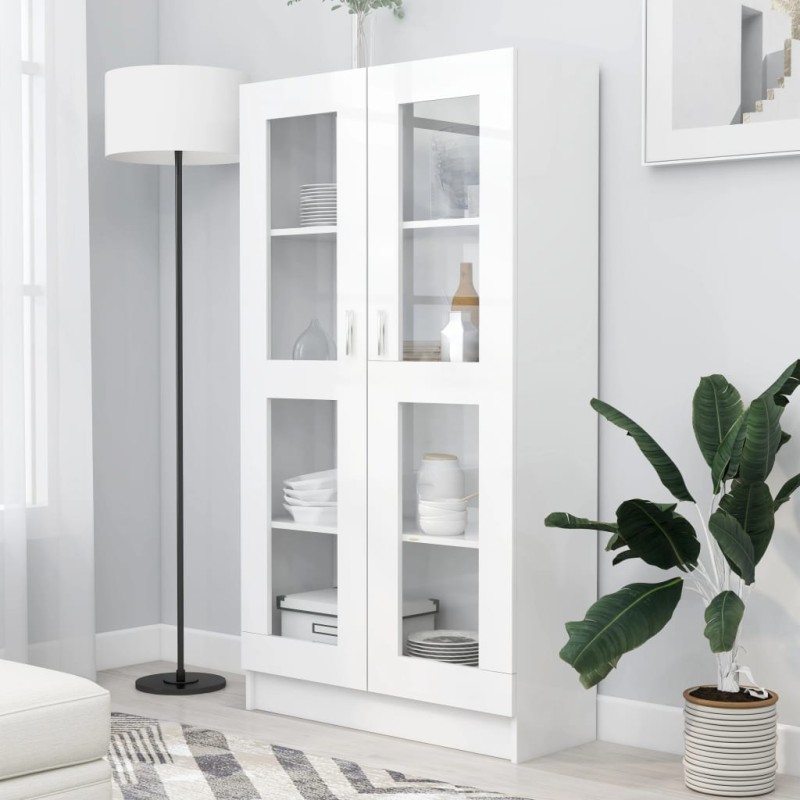 Armário vitrine 82,5x30,5x150 cm derivados de madeira branco-Estantes para livros-Home Retail