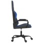 Cadeira gaming de massagens couro artificial preto e azul