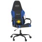 Cadeira gaming de massagens couro artificial preto e azul