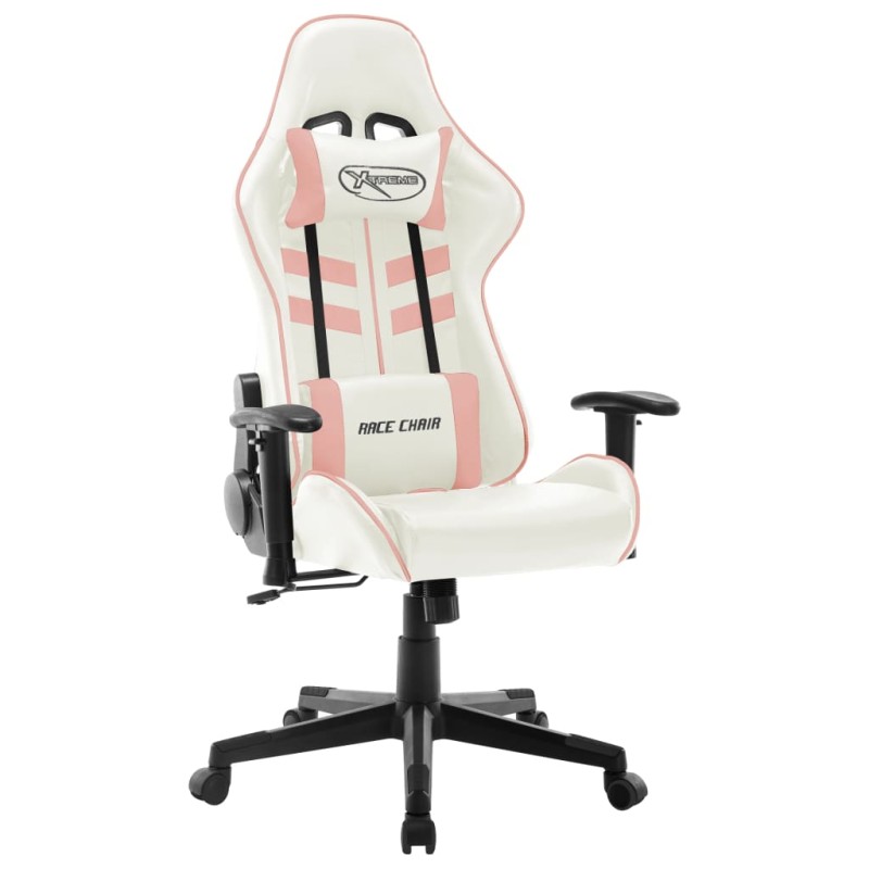 Cadeira de gaming couro artificial branco e cor-de-rosa-Cadeiras de jogo-Home Retail