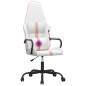 Cadeira gaming massagens couro artificial branco e rosa