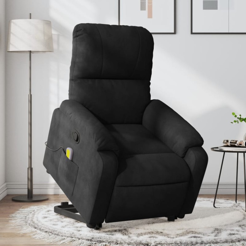 Poltrona de massagens reclinável elevatória microfibra preto-Poltronas-Home Retail