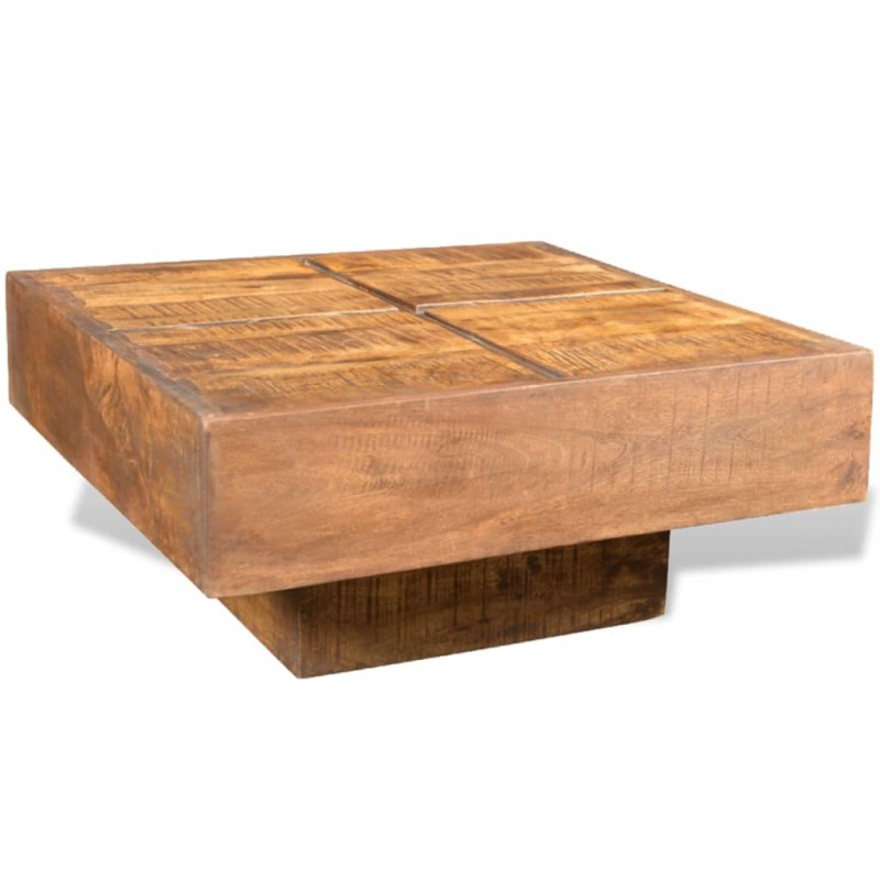 Mesa de centro quadrada em madeira de mangueira maciça castanho-Mesas de centro-Home Retail