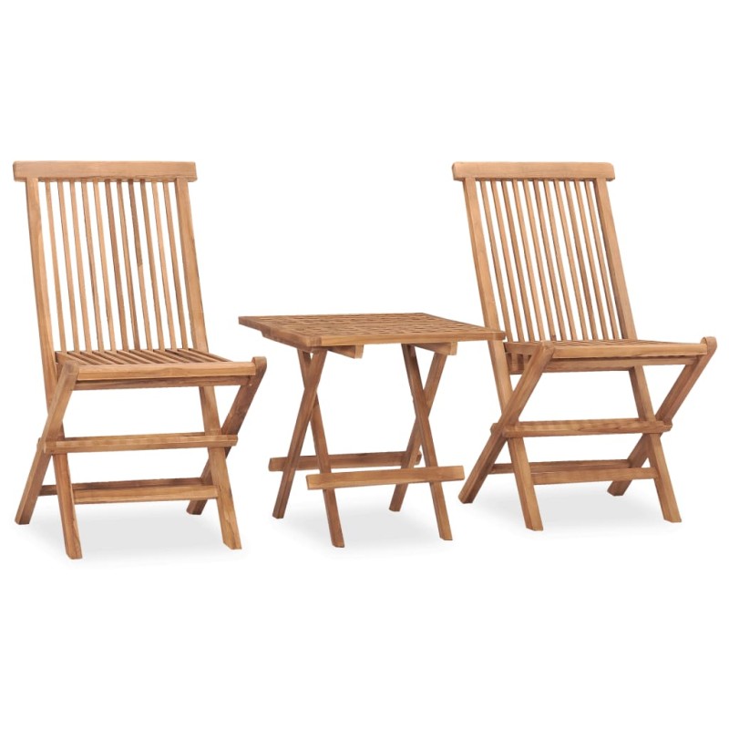 3 pcs conjunto jantar dobrável p/ exterior madeira teca maciça-Conjuntos de jardim-Home Retail