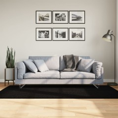 Tapete pelo curto macio e lavável HUARTE 100x200 cm preto