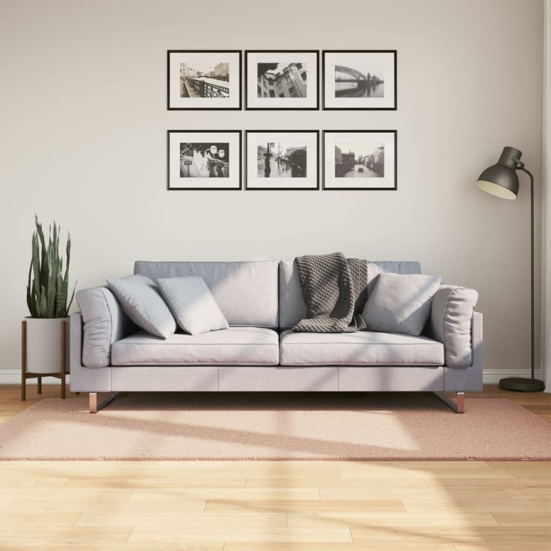 Tapete pelo curto macio e lavável HUARTE 100x200 cm rosa-pálido-Tapetes-Home Retail