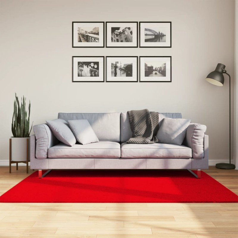 Tapete pelo curto macio e lavável HUARTE 120x170 cm vermelho-Tapetes-Home Retail