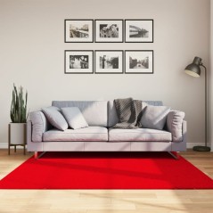 Tapete pelo curto macio e lavável HUARTE 160x160 cm vermelho