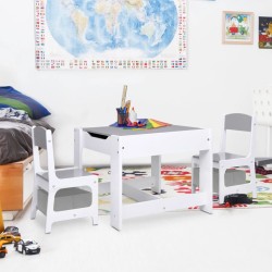 Mesa infantil com duas cadeiras MDF branco - vidaXL | Conjuntos de ...