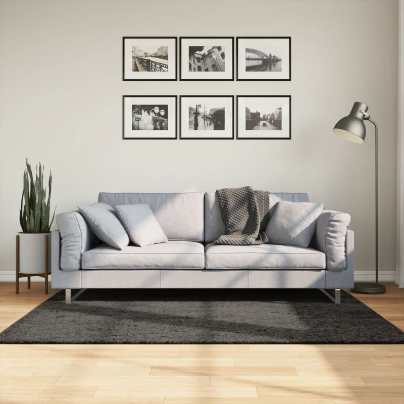 Tapete de pelo alto aspeto brilhante ISTAN 120x170cm antracite-Tapetes-Home Retail