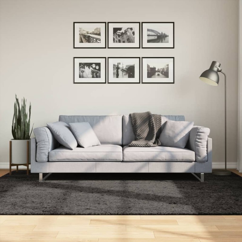 Tapete de pelo alto aspeto brilhante ISTAN 160x230cm antracite-Tapetes-Home Retail